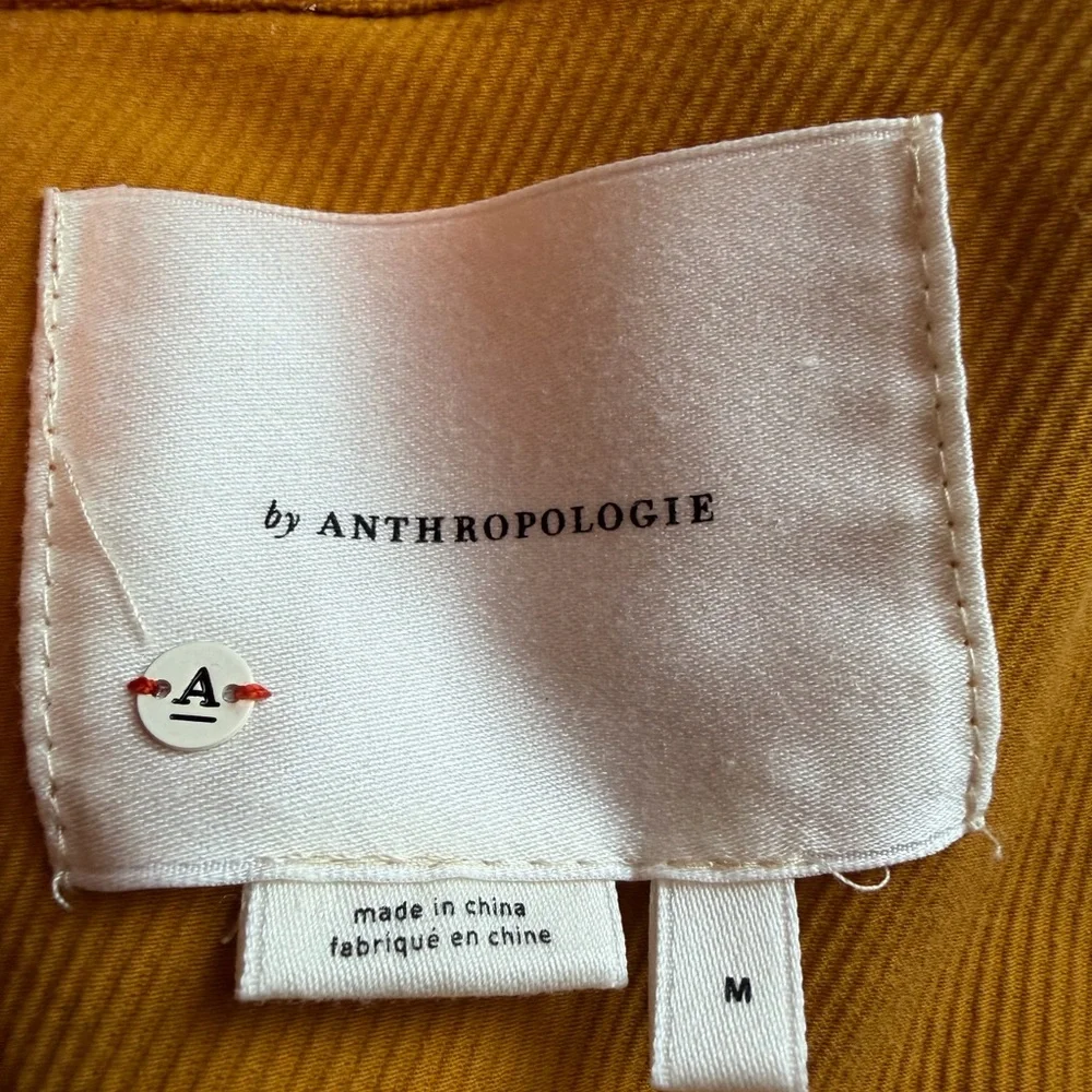 Anthropologie Nora Flounce-Sleeved Trucker Jacket Mustard Yellow M Bell Sleeve - Picture 9 of 10